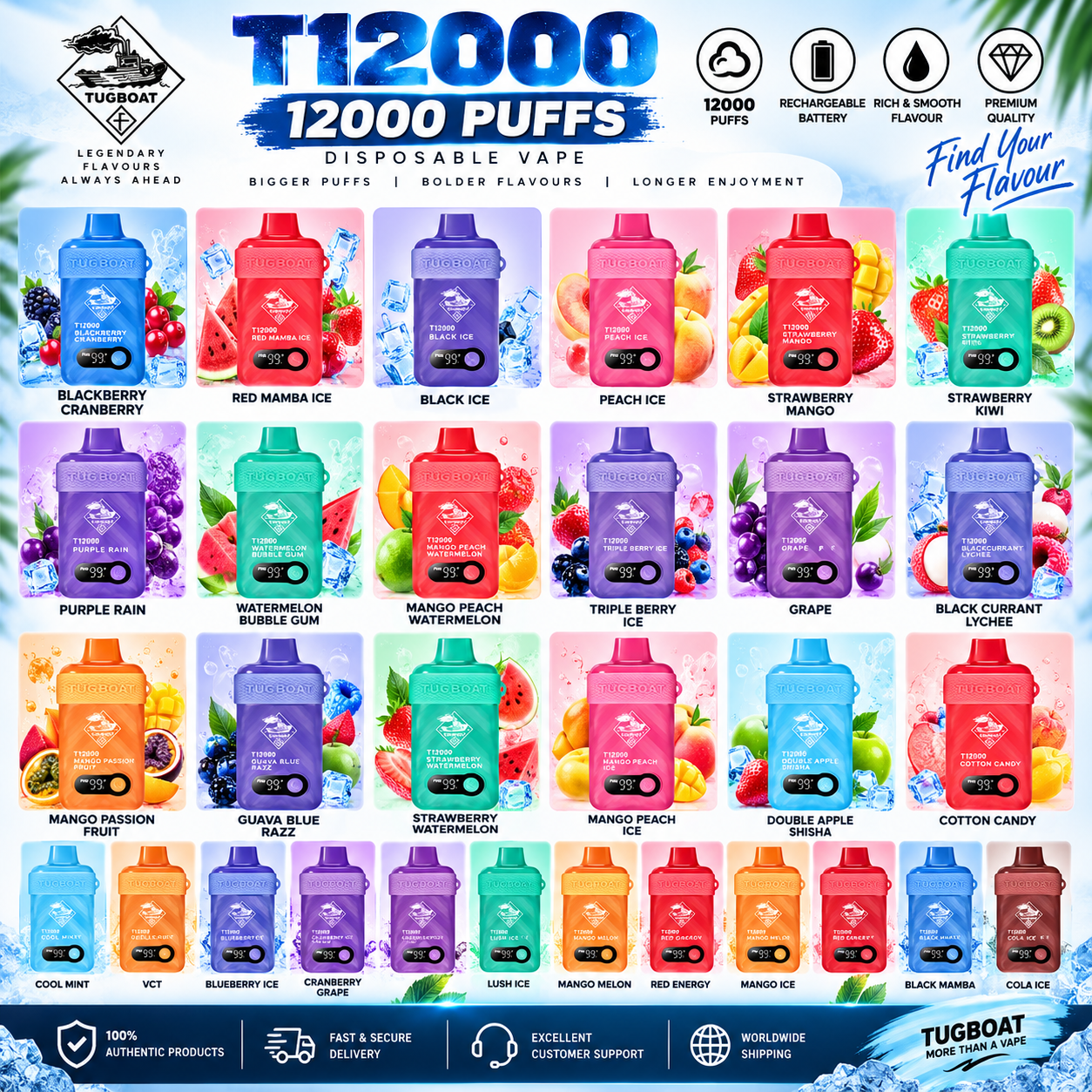 Tugboat t12000 puffs disposable vape.jpg Tugboat T12000 disposable vape 12000 puffs Dubai