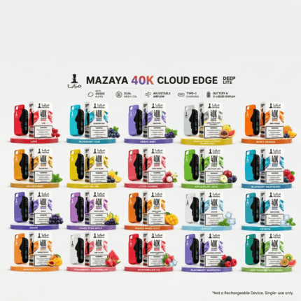 MAZAYA Cloud EDGE 40000 Puffs disposable vape with smart screen and USB-C charging in Dubai