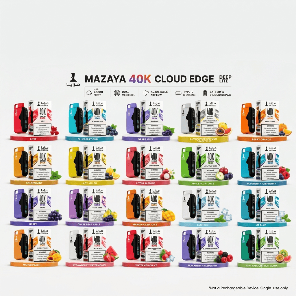 Gemini_Generated_Image_263cm0263cm0263c MAZAYA Cloud EDGE 40000 Puffs disposable vape with smart screen and USB-C charging in Dubai